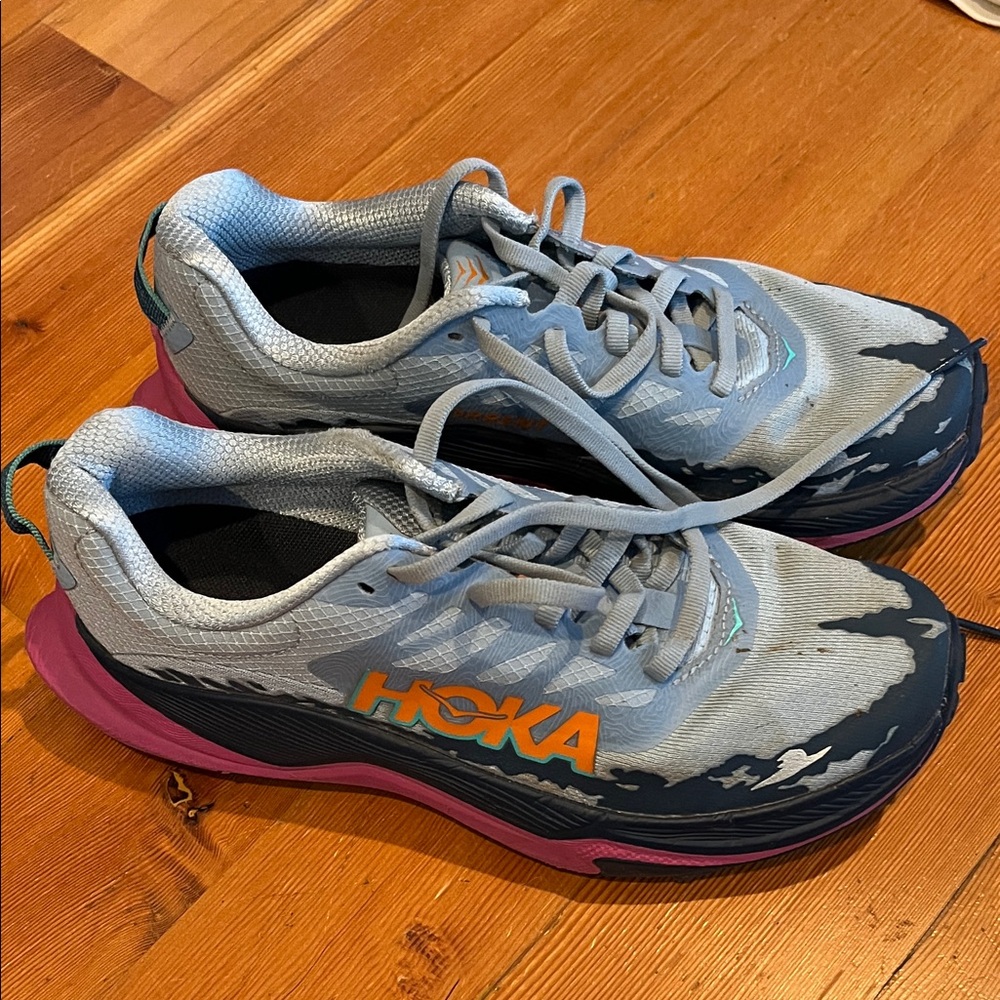 Hoka Women’s Sneakers - Gray and Pink with Orange Accents